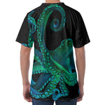 Watercolor Octopus Print Men's Velvet T-Shirt