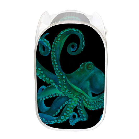 Watercolor Octopus Print Mesh Laundry Hamper