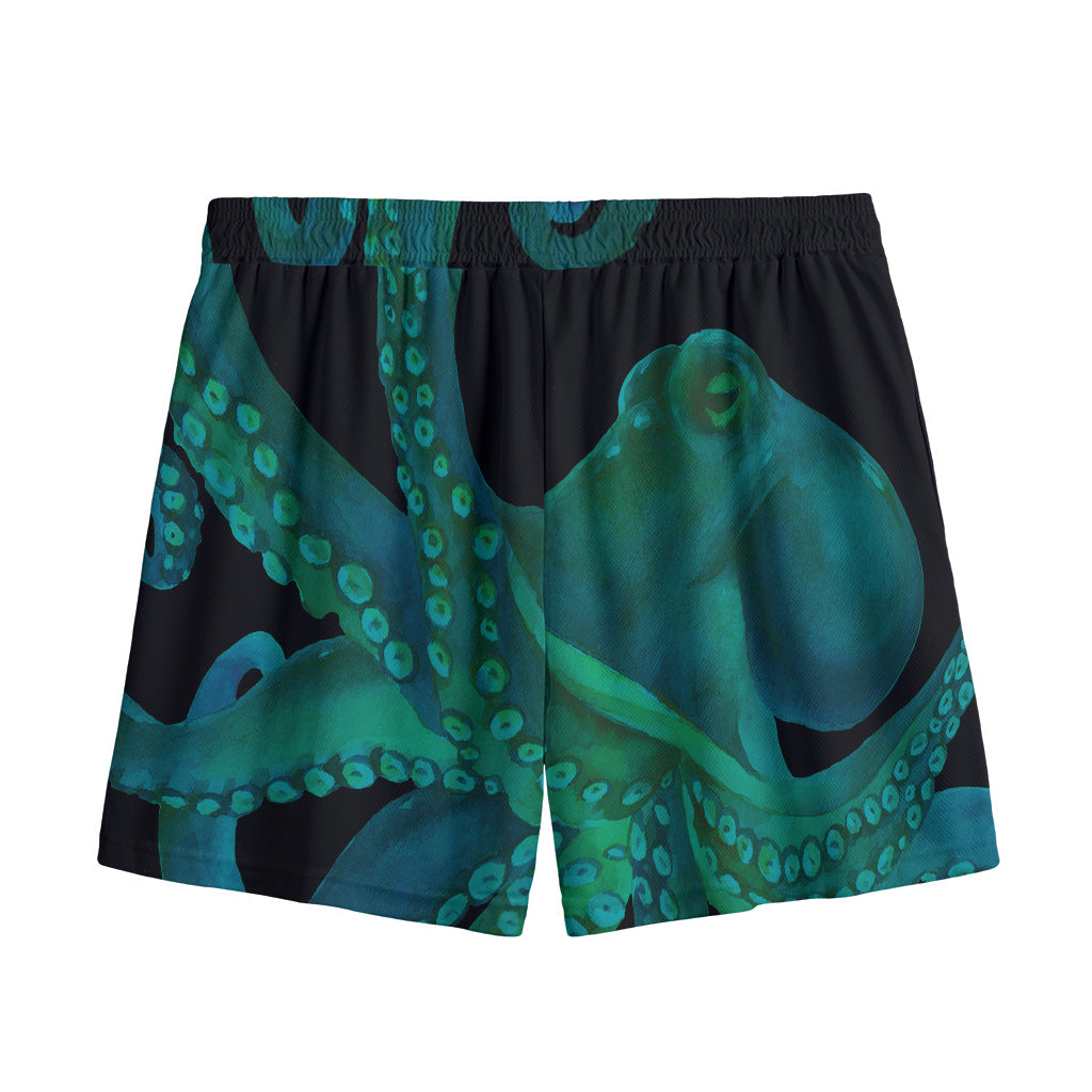 Watercolor Octopus Print Mesh Shorts