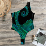 Watercolor Octopus Print One Shoulder Bodysuit