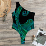 Watercolor Octopus Print One Shoulder Bodysuit