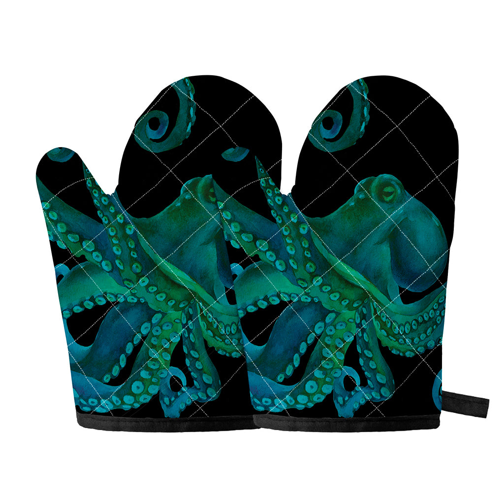 Watercolor Octopus Print Oven Mitts