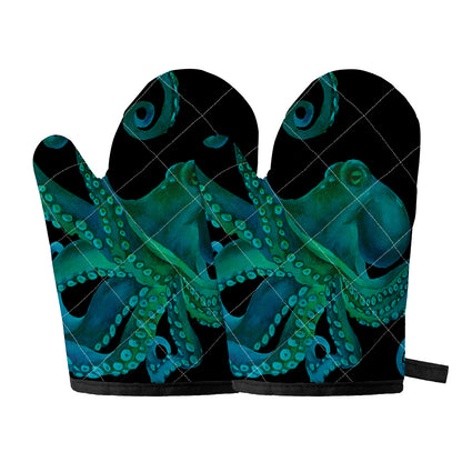 Watercolor Octopus Print Oven Mitts