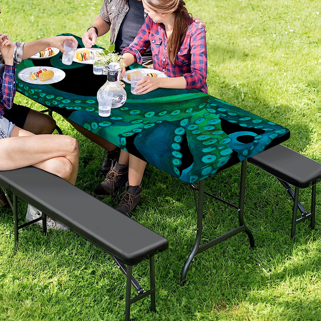 Watercolor Octopus Print Picnic Table Cover