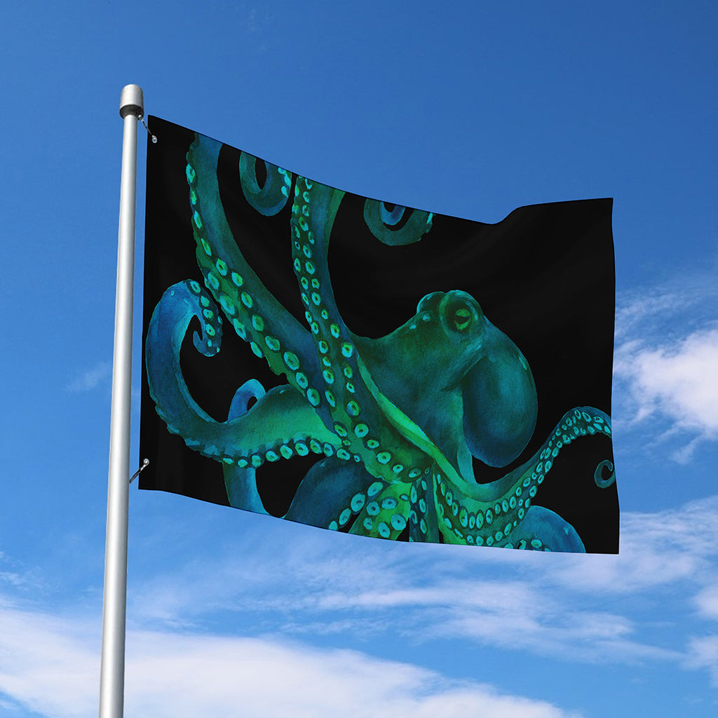 Watercolor Octopus Print Polyester Flag