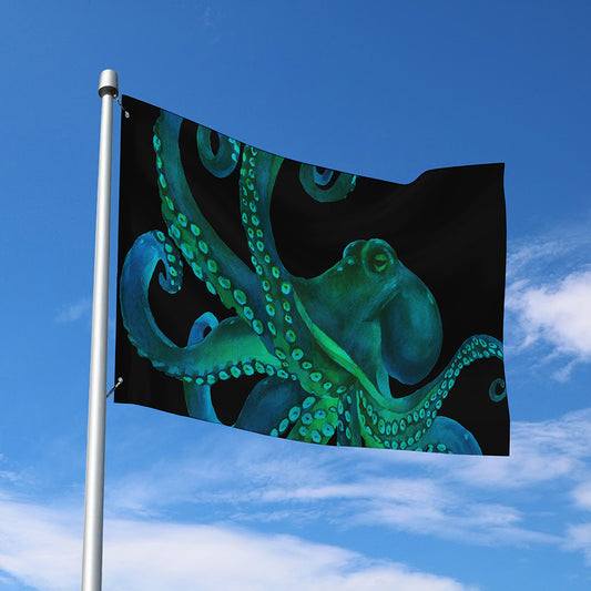 Watercolor Octopus Print Polyester Flag
