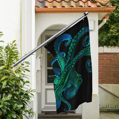 Watercolor Octopus Print Polyester Flag