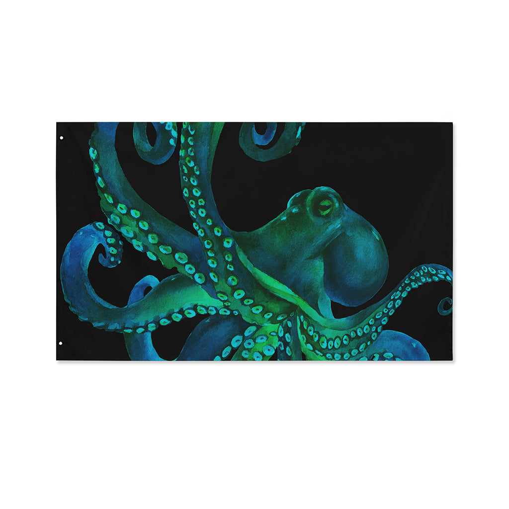 Watercolor Octopus Print Polyester Flag