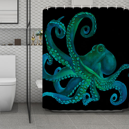 Watercolor Octopus Print Polyester Shower Curtain