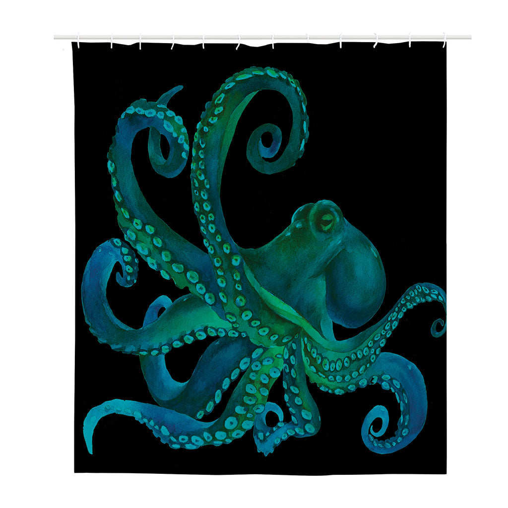Watercolor Octopus Print Polyester Shower Curtain