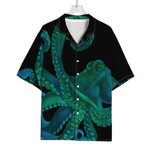 Watercolor Octopus Print Rayon Hawaiian Shirt