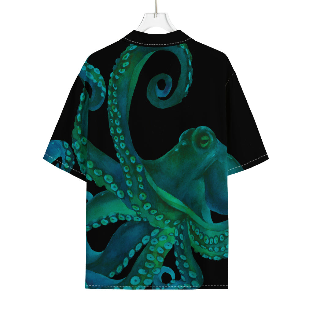 Watercolor Octopus Print Rayon Hawaiian Shirt