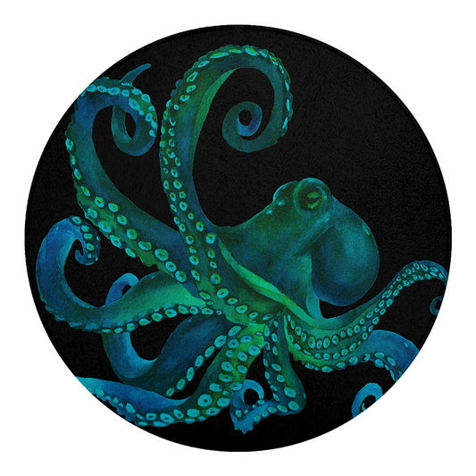 Watercolor Octopus Print Round Blanket