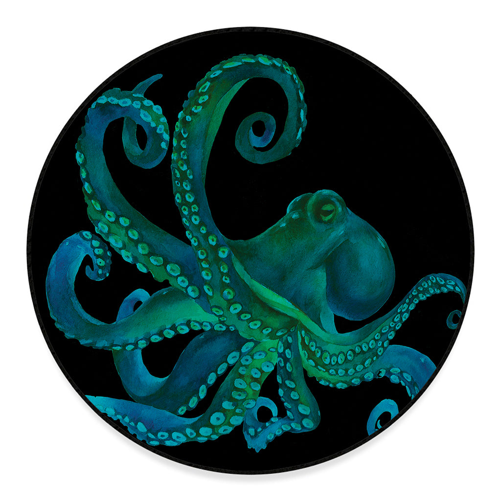 Watercolor Octopus Print Round Floor Mat
