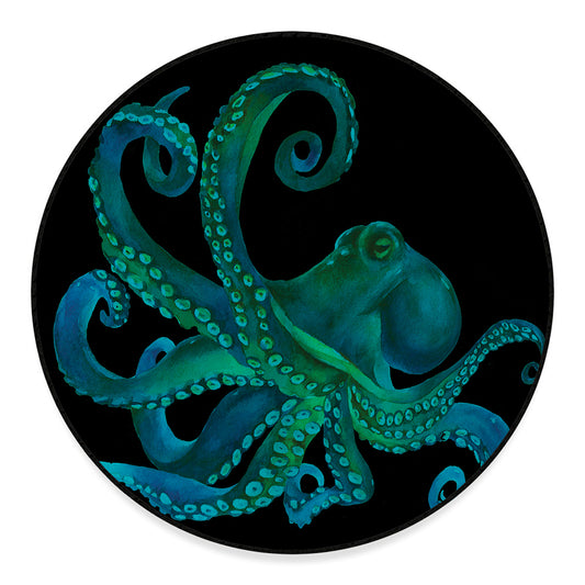 Watercolor Octopus Print Round Floor Mat