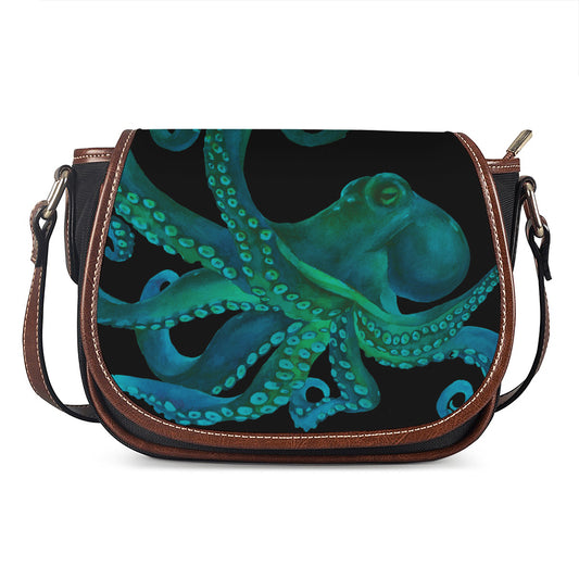 Watercolor Octopus Print Saddle Bag