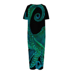 Watercolor Octopus Print Short Sleeve Long Nightdress
