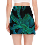 Watercolor Octopus Print Side Slit Mini Skirt