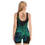 Watercolor Octopus Print Sleeveless One Piece Swimsuit