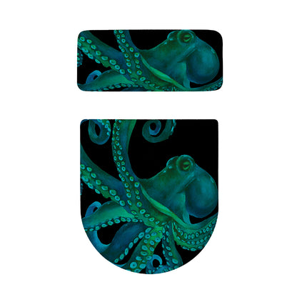 Watercolor Octopus Print Toilet Lid And Tank Cover Set