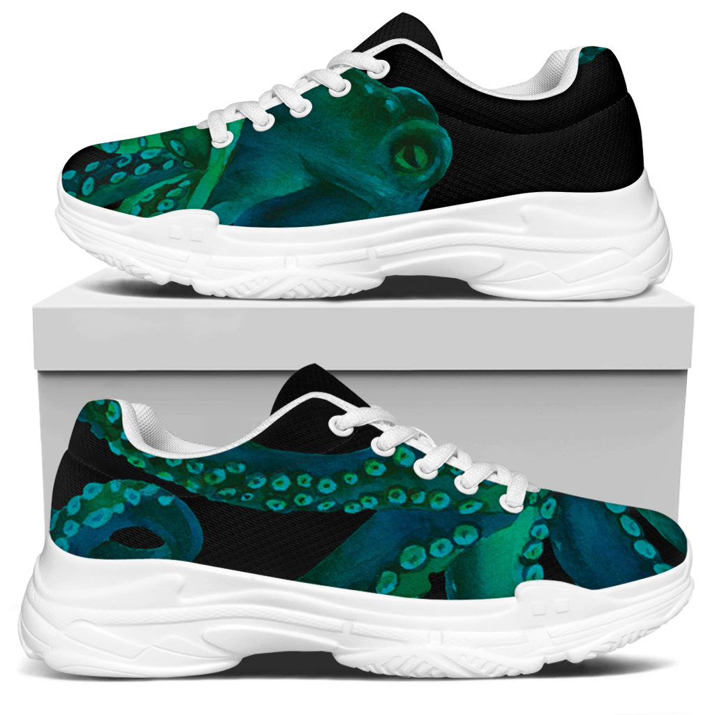 Watercolor Octopus Print White Chunky Shoes