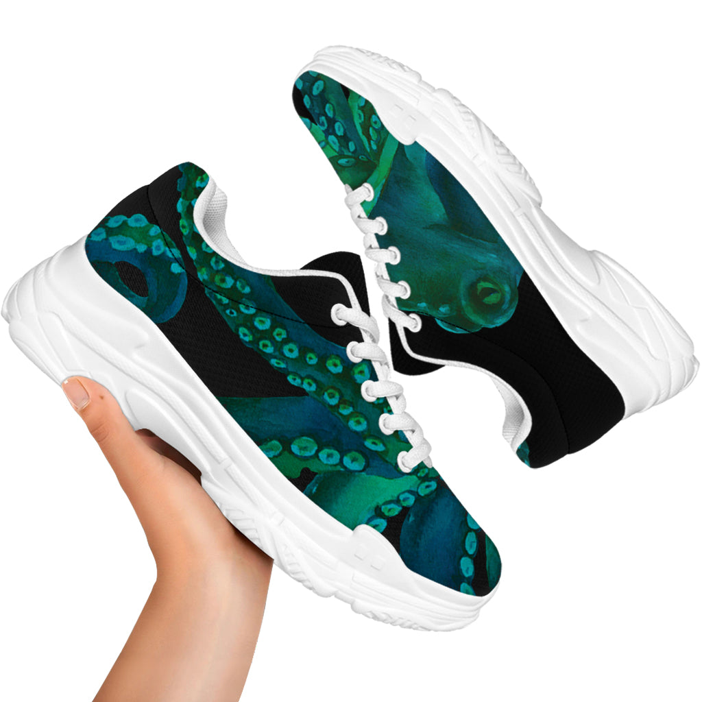 Watercolor Octopus Print White Chunky Shoes