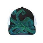 Watercolor Octopus Print White Mesh Trucker Cap