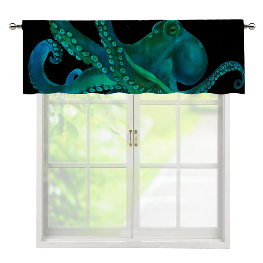 Watercolor Octopus Print Window Valance