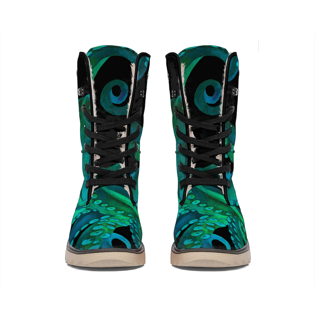 Watercolor Octopus Print Winter Boots