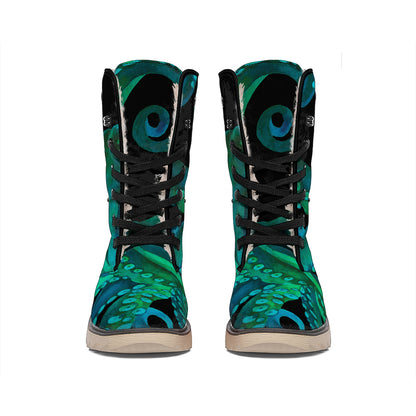 Watercolor Octopus Print Winter Boots
