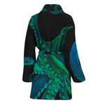 Watercolor Octopus Print Women's Bathrobe