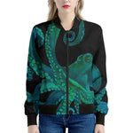 Watercolor Octopus Print Women's Bomber Jacket