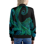 Watercolor Octopus Print Women's Bomber Jacket
