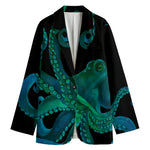 Watercolor Octopus Print Women's Cotton Blazer