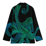 Watercolor Octopus Print Women's Cotton Blazer