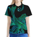 Watercolor Octopus Print Women's Polo Shirt