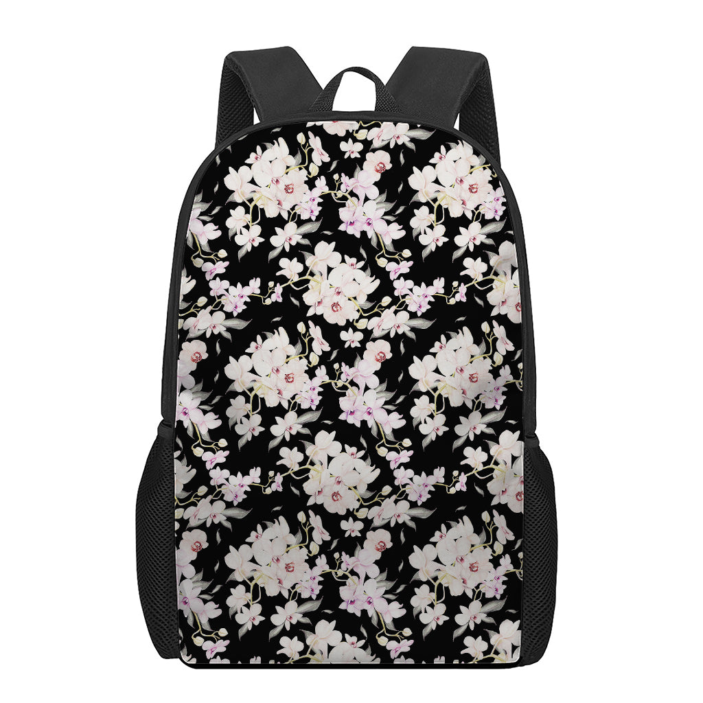 Watercolor Orchid Flower Pattern Print 17 Inch Backpack