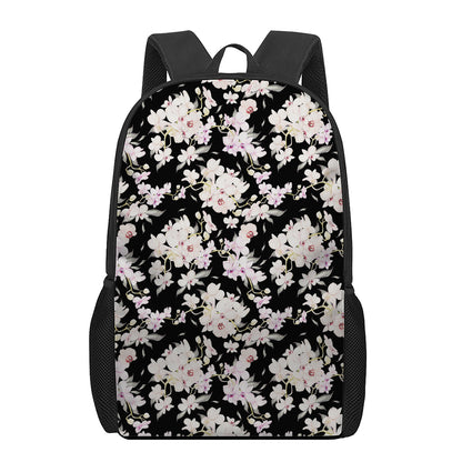Watercolor Orchid Flower Pattern Print 17 Inch Backpack
