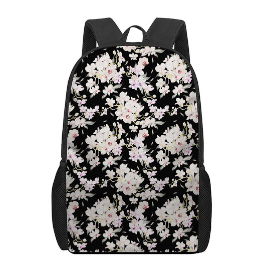 Watercolor Orchid Flower Pattern Print 17 Inch Backpack