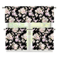 Watercolor Orchid Flower Pattern Print 3 Piece Kitchen Curtains