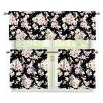 Watercolor Orchid Flower Pattern Print 3 Piece Kitchen Curtains