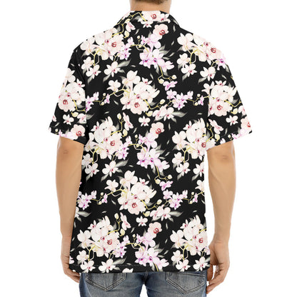 Watercolor Orchid Flower Pattern Print Aloha Shirt