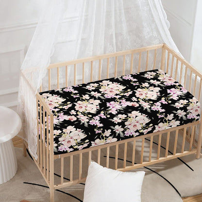 Watercolor Orchid Flower Pattern Print Baby Crib Sheet