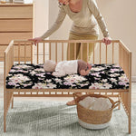 Watercolor Orchid Flower Pattern Print Baby Crib Sheet