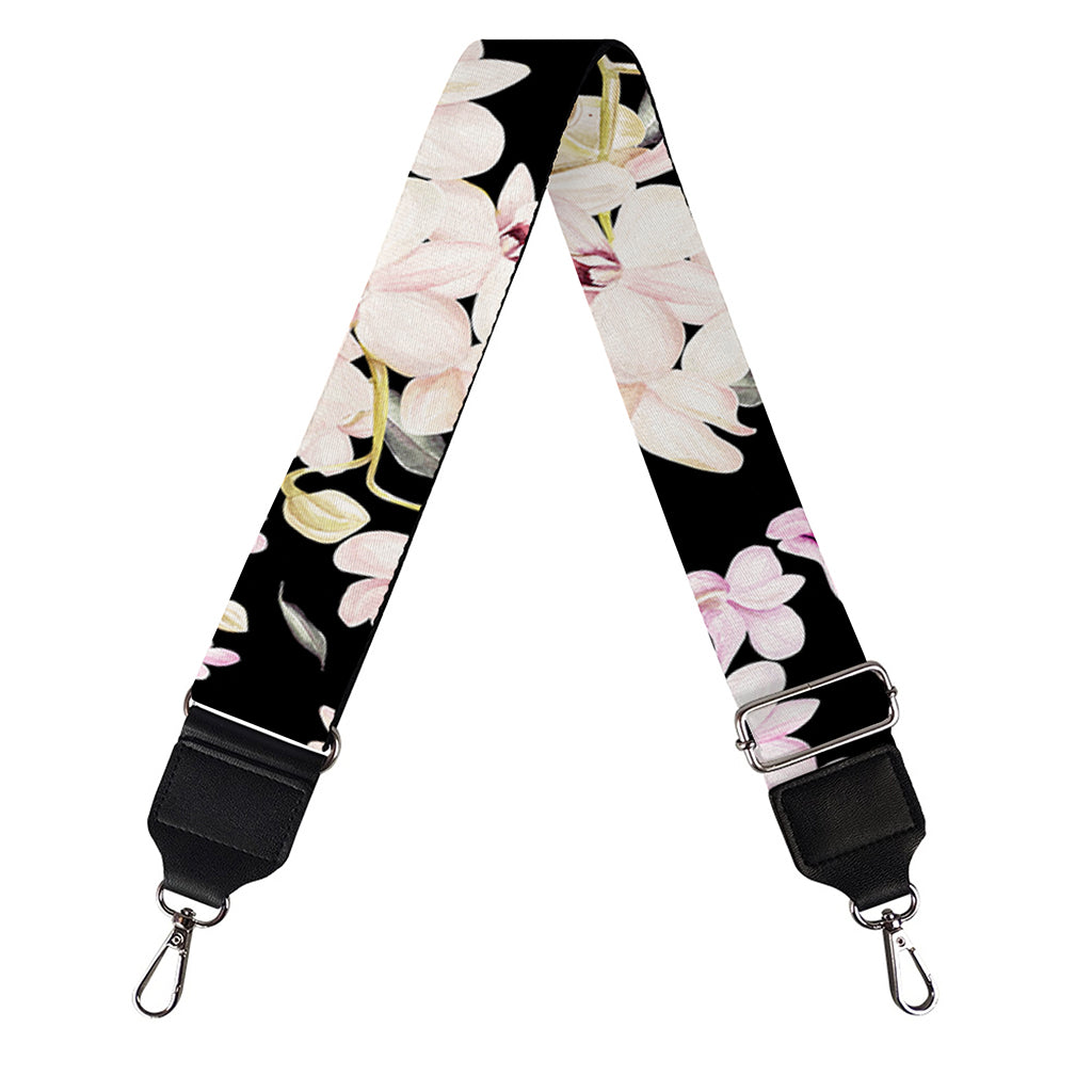Watercolor Orchid Flower Pattern Print Bag Strap