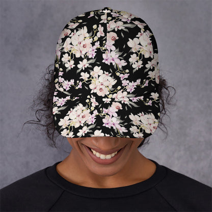 Watercolor Orchid Flower Pattern Print Baseball Cap