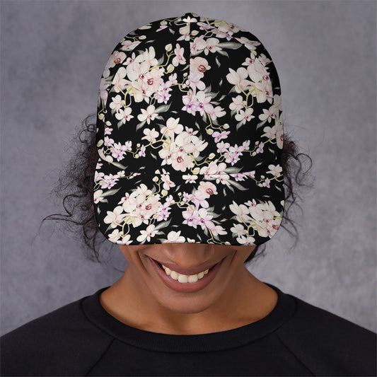 Watercolor Orchid Flower Pattern Print Baseball Cap