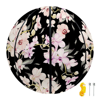Watercolor Orchid Flower Pattern Print Basketball