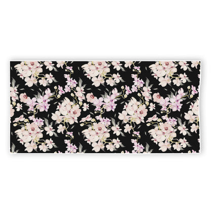 Watercolor Orchid Flower Pattern Print Beach Towel
