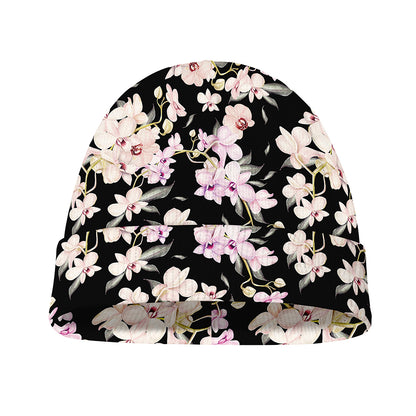 Watercolor Orchid Flower Pattern Print Beanie